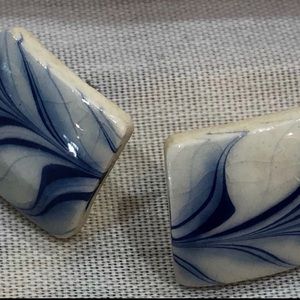 Vintage Porcelain Tile Earrings  (me)